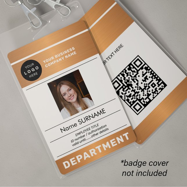 QR-Code Firmenlogo Mitarbeiterfoto Kupfer ID Ausweis (Von Creator hochgeladen)