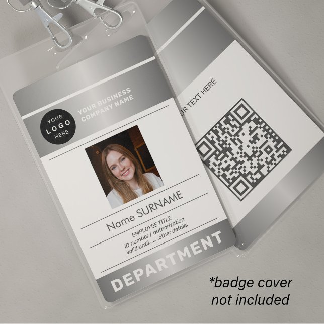 QR-Code Firmenlogo Mitarbeiterfoto silberne ID Ausweis (Von Creator hochgeladen)