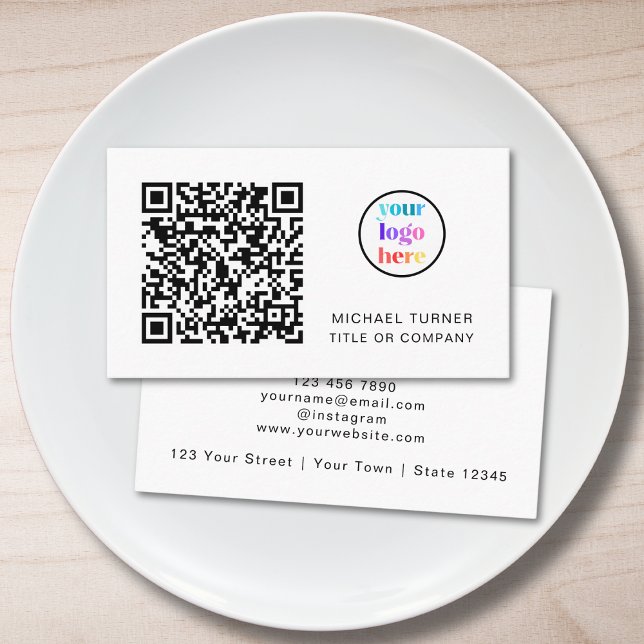 QR-Code Firmenlogo Modern Professionelle Geschäfts Visitenkarte (Von Creator hochgeladen)