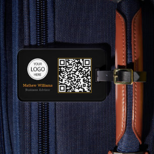 QR-Code-Firmenlogo, modern Schwarz Gepäckanhänger