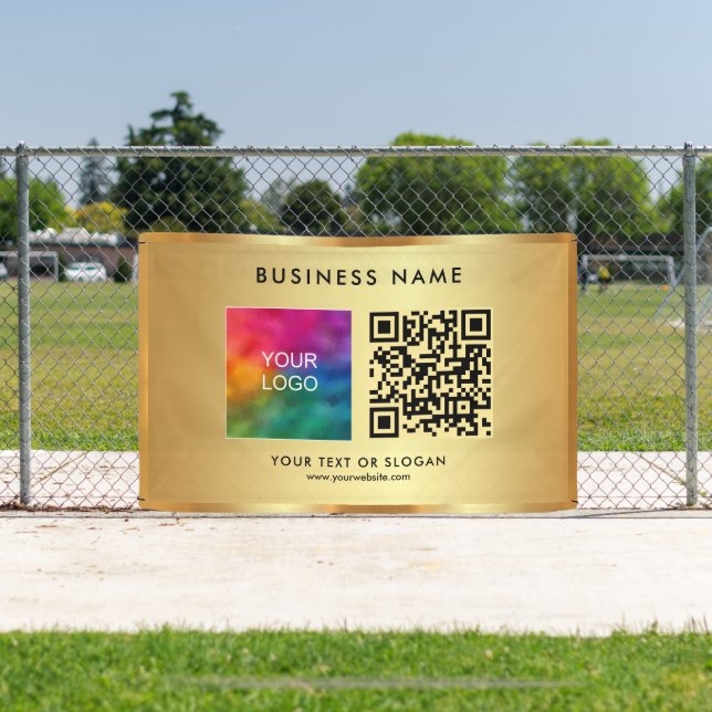 QR-Code Firmenlogo Name Außenwerbung Goldwerbung Banner (InSitu)