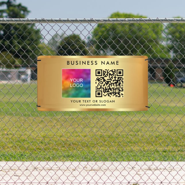 QR-Code Firmenlogo Name im Freien Eigenes Gold Banner (InSitu)
