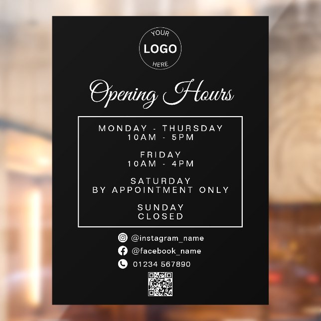 Qr-Code-Firmenlogo - Öffnungszeiten Fensteraufkleber (Blatt 2)