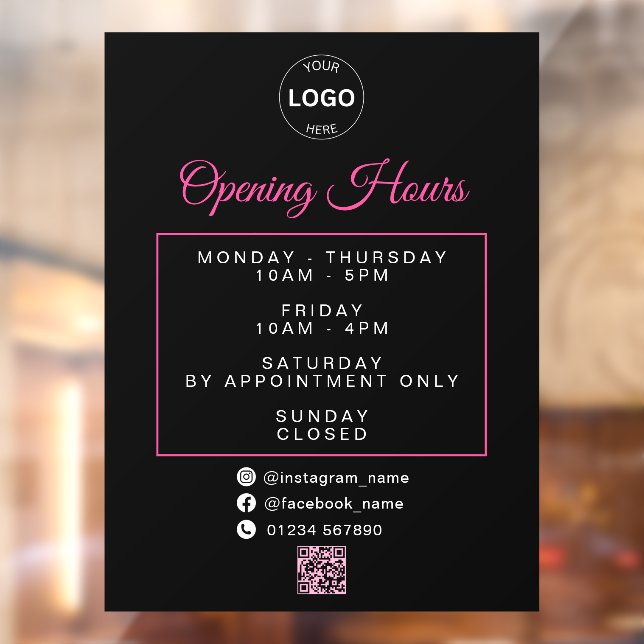 Qr-Code-Firmenlogo - Öffnungszeiten Fensteraufkleber (Blatt 2)