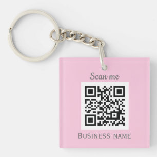 QR-Code Firmenlogo Professionell Rosa Weiblich Schlüsselanhänger