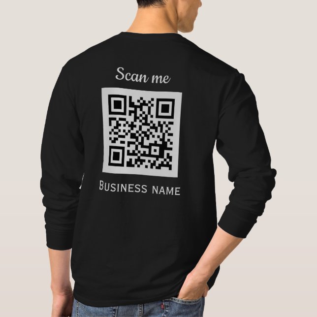 QR-Code Firmenlogo Professionell Schwarz Modern T-Shirt (Rückseite)