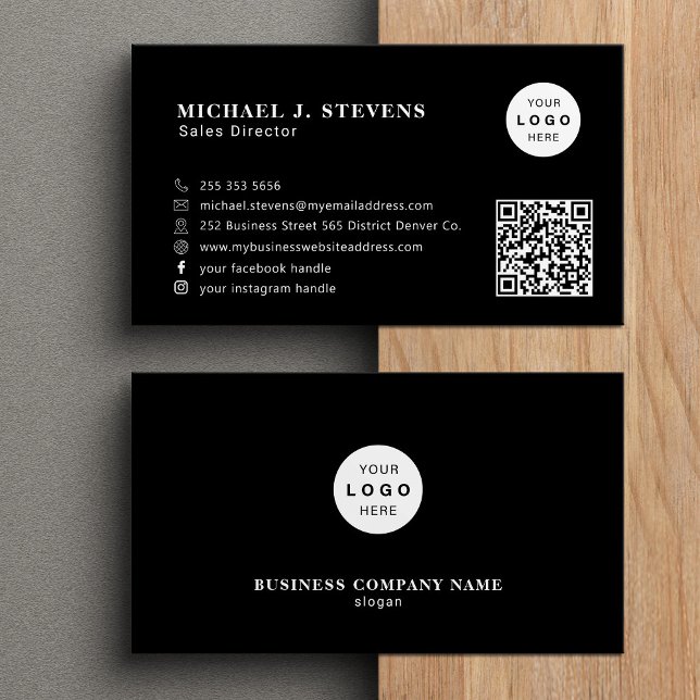 QR-Code Firmenlogo professionell schwarz Visitenkarte (Von Creator hochgeladen)