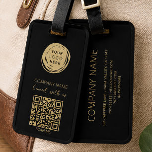 QR-Code Firmenlogo Schwarz Modern Gepäckanhänger
