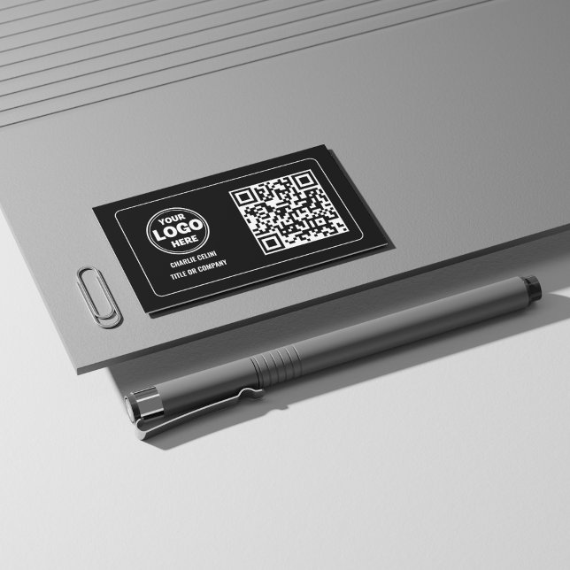 QR-Code-Firmenlogo: Schwarz-modern Visitenkarte (Sleek QR Code Business Logo: Black Modern Professional Business Card)