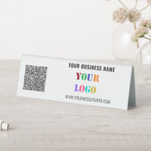 QR-Code-Firmenlogo Text-Info-Tabelle Zeitszeichen Tischaufsteller