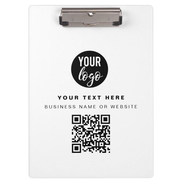 QR-Code-Firmenlogos Modernes Minimalistisches Gesc Klemmbrett (Vorderseite)