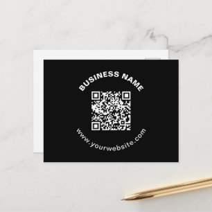 QR-Code & Firmenname mit fetter kreisförmiger Text Postkarte
