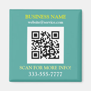 QR-Code, Firmenname Promo, Gelb Weiß Türkis Magnet