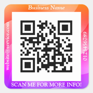 QR-Code Firmenname Website Promo, geometrisch/lila Quadratischer Aufkleber