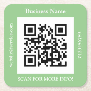QR Code Firmenname, Website Promo, Red Square P Rechteckiger Pappuntersetzer