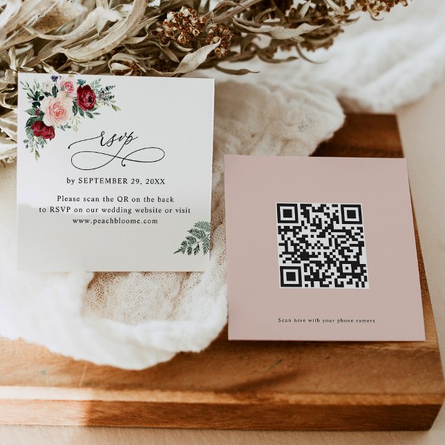 QR Code Floral Mariage en ligne Cartes RSVP (Créateur téléchargé)