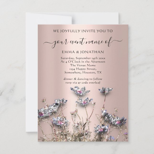 QR CODE Floral Weide Wildblume Grüne Rose (Vorderseite)