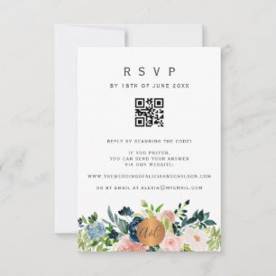 QR CODE florale elegante Hochzeitseinladung RSVP Karte