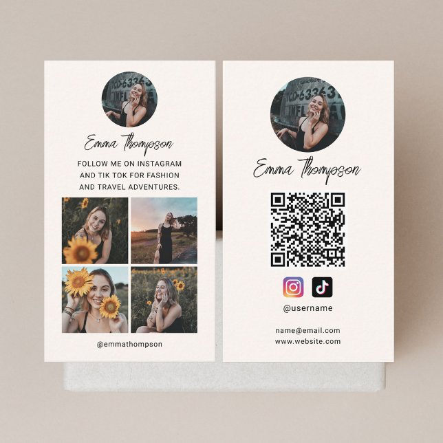 QR-Code-Foto Beige Visitenkarte (Von Creator hochgeladen)