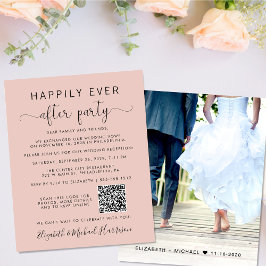 QR Code Foto Blush Hochzeitsempfang Einladung