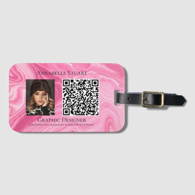QR-Code Foto Business Company Gepäckanhänger (Vorderseite (Horizontal))