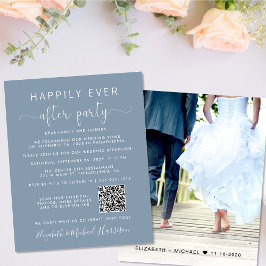 QR Code Foto Dusty Blue Wedding Reception Einladun