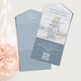 QR Code Foto Elegant Dusty Blue UAWG Online All In One Einladung