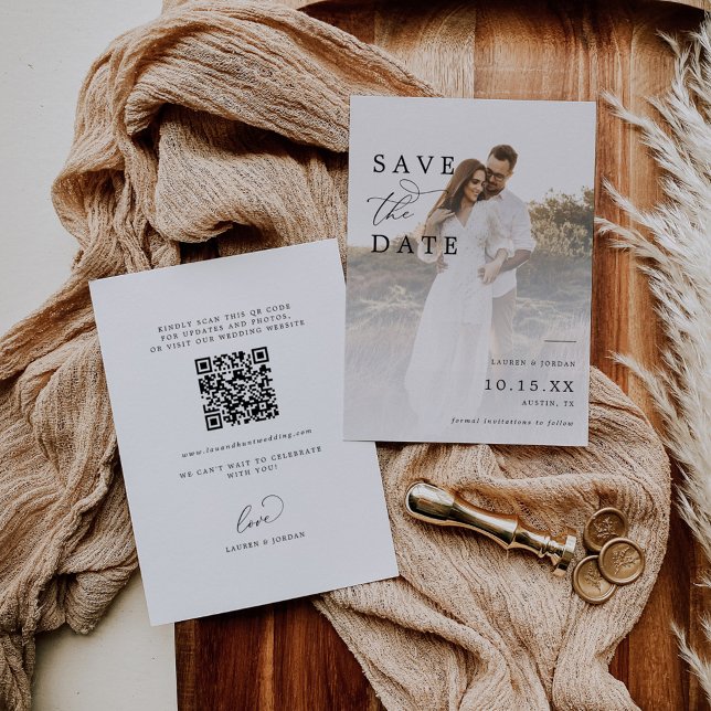Qr Code Foto Elegante Moderne Hochzeit Save The Date (Von Creator hochgeladen)