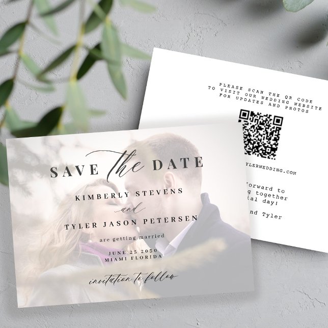 QR CODE Foto elegantes Drehbuch Moderne Hochzeit Save The Date (Von Creator hochgeladen)
