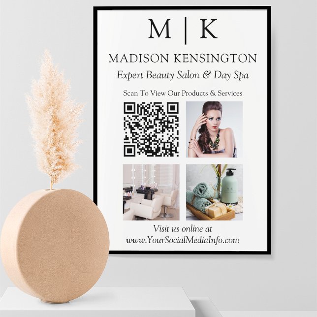 QR-Code-Foto für Monogramm oder Add-Logos Poster (Edit to Customize text, colors and more)