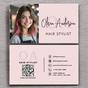 QR Code Foto Haarstylist Monogramm Typografie Visitenkarte