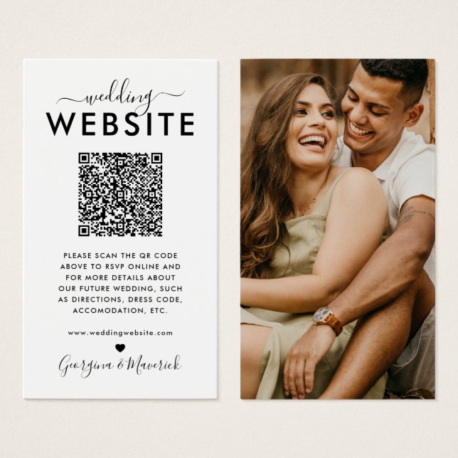 QR Code Foto Hochzeitskarte der Website (Vorne & Hinten)