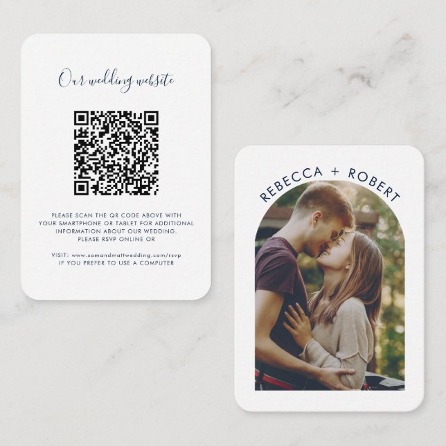 QR-Code-Foto-Hochzeitswebsite RSVP Begleitkarte (Vorne/Hinten)