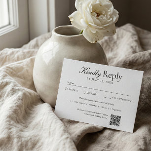 QR-Code-Foto in Weiß RSVP Karte