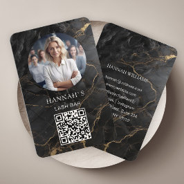 QR-Code, Foto, Marmor, Schwarz-Gold, Salon Visitenkarte