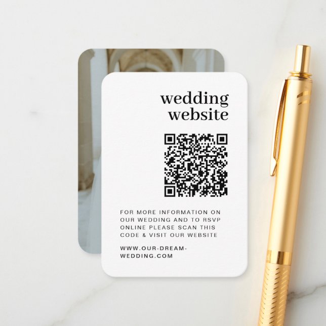 QR Code Foto Minimalistisch UAWG Wedding Website Begleitkarte (Vorderseite/Rückseite Beispiel)