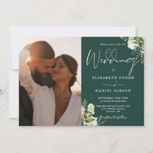 QR-Code-Foto mit Grüntönen Smaragdgrüne Hochzeit Einladung