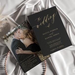 QR Code Foto Moderne Goldhochzeit Einladung