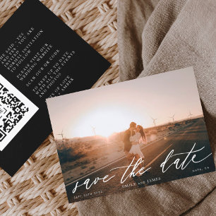 QR Code Foto Modernes Schwarzweiß Save the Date
