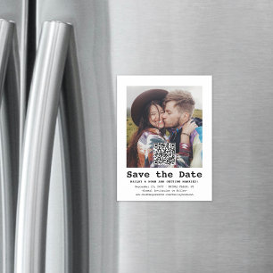 QR-Code & Foto-Schreibmaschine Hochzeit Save the D Magneteinladung