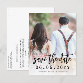 QR Code Foto Script Hinweis Save the Date Ankündigungspostkarte