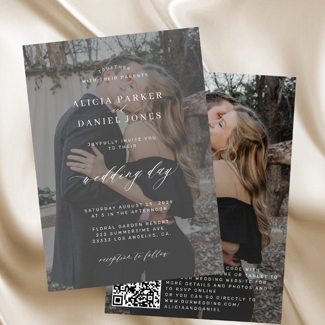 QR CODE Foto überlagern Moderne Hochzeit Einladung (Von Creator hochgeladen)