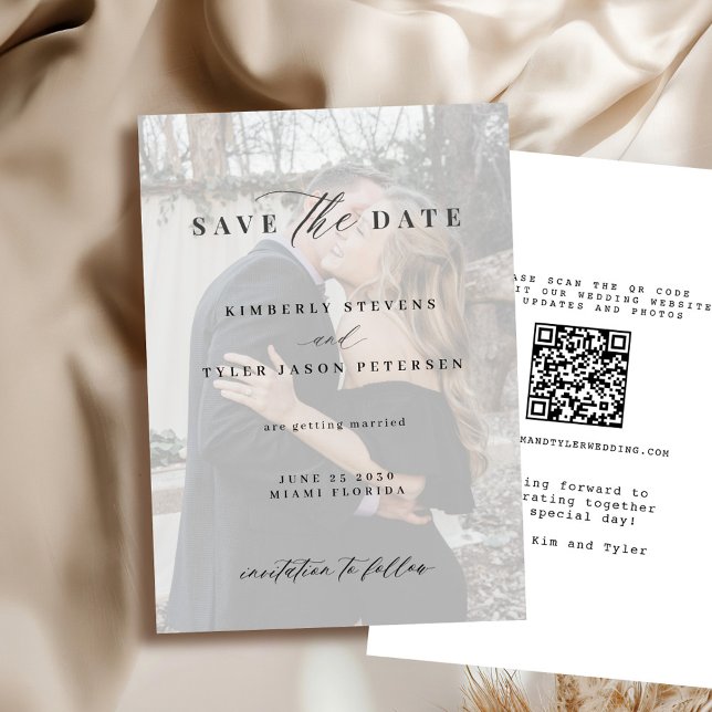 QR CODE Foto überlagert moderne Hochzeit Save The Date (Von Creator hochgeladen)