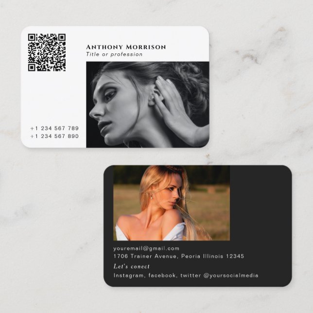 Qr-Code-Fotografen vernetzen soziale Medien Visitenkarte (Vorne/Hinten)