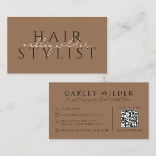 QR-Code-Friseur Dunkle Terrakotta Visitenkarte