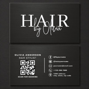 QR-Code-Friseur Metallische Typografie Visitenkarte