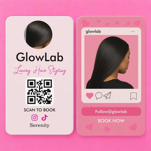 QR-Code Friseur Pink Instagram-Foto Visitenkarte (Von Creator hochgeladen)