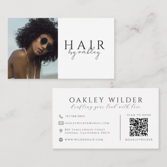 QR-Code-Friseurstylist-Foto Visitenkarte (Vorne/Hinten)