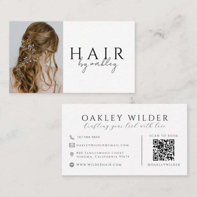 QR-Code-Friseurstylist-Foto Visitenkarte (Vorne/Hinten)