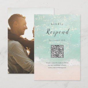 QR-Code für abstrakte funkelnde Hochzeiten am Stra RSVP Karte